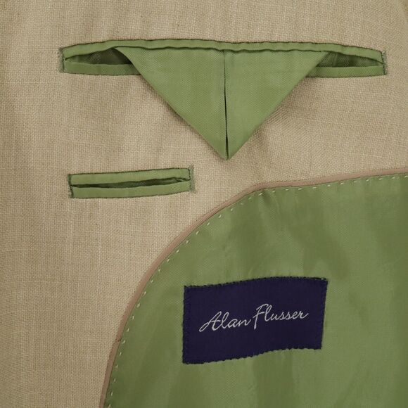 Alan Flusser Sport Coat Mens 46L Beige Jacket Lined Single Vent Two Button - Picture 3 of 16